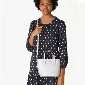 Kate Spade Silver Glitter Satchel/Crossbody in Lunar Light NWT